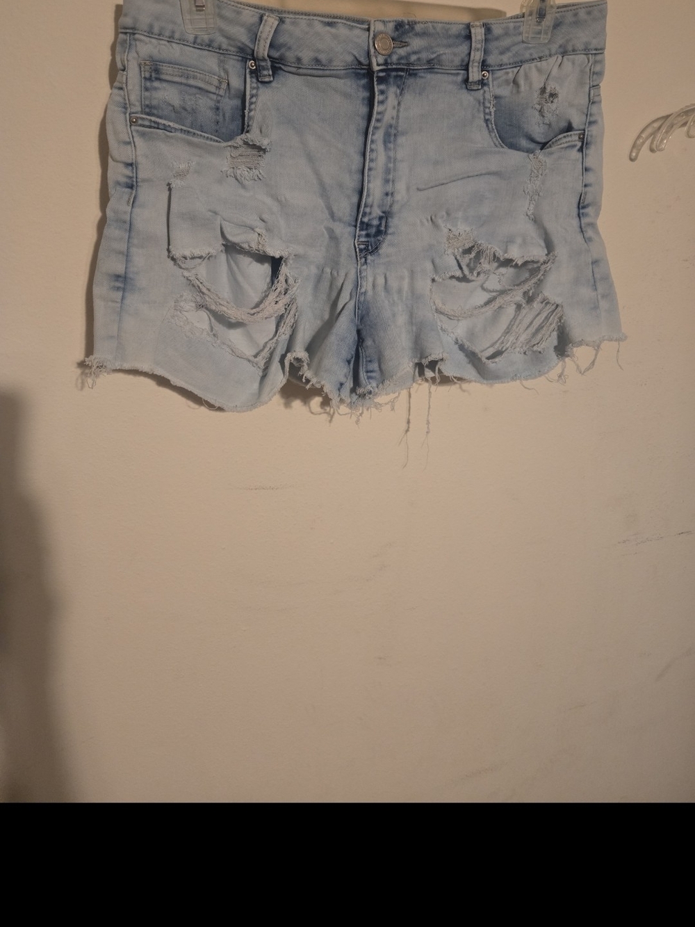 miami Light Blue Distressed Denim Shorts - High-Rise, Very Stretchy